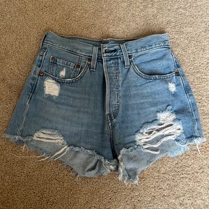 Levi's Light Blue Distressed Jean Shorts
